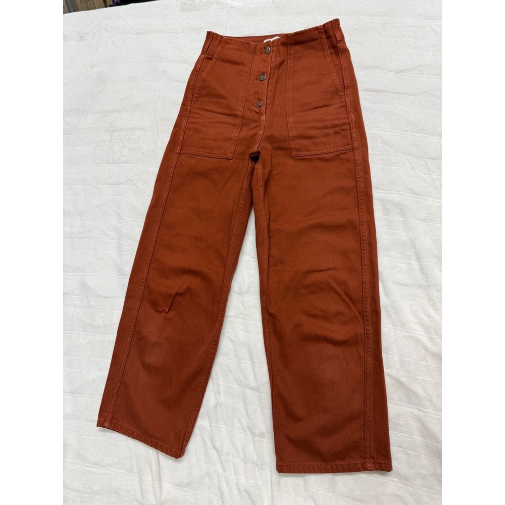 Stockholm atelier High Waisted Wide Leg Rust‎ Orange Cotton Pants Size 2